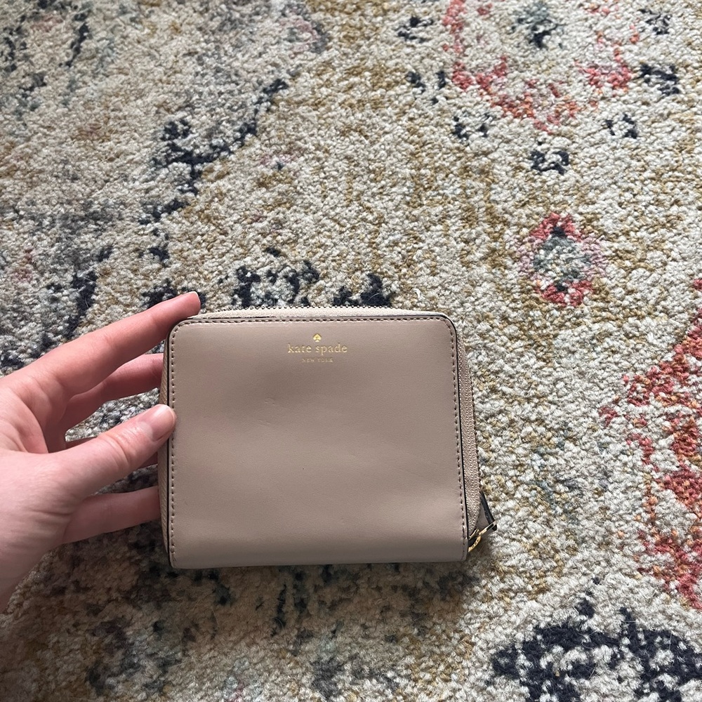 Kate Spade Tan Compact Wallet Minimalist Design